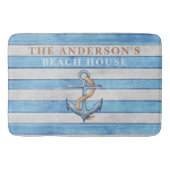 ファミリー素朴ビーチハウス航海のストライプ バスマット (正面)