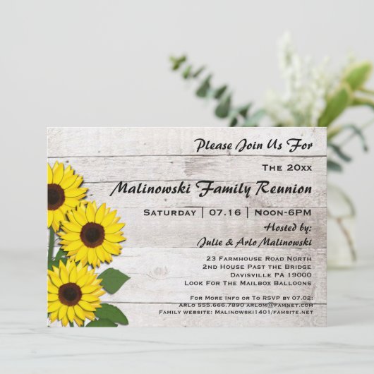 ファミリー素朴懇親会ひまわり招待状 招待状 (スタンド正面)