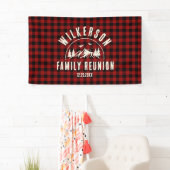 ファミリー素朴懇親会キャビンレトロレッドプレイド 横断幕 (インサイチュ)
