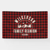 ファミリー素朴懇親会キャビンレトロレッドプレイド 横断幕 (横)