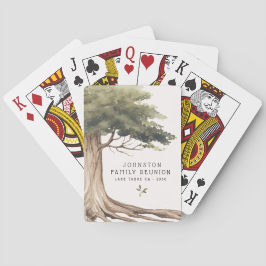 ファミリー素朴懇親会ピクニックヴィンテージツリー トランプ (裏面)