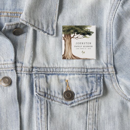 ファミリー素朴懇親会ピクニックヴィンテージツリー 缶バッジ (インサイチュ)