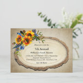 ファミリー素朴懇親会フォトヒマワリの木のスライス 招待状 (スタンド正面)