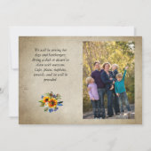 ファミリー素朴懇親会フォトヒマワリの木のスライス 招待状 (裏面)