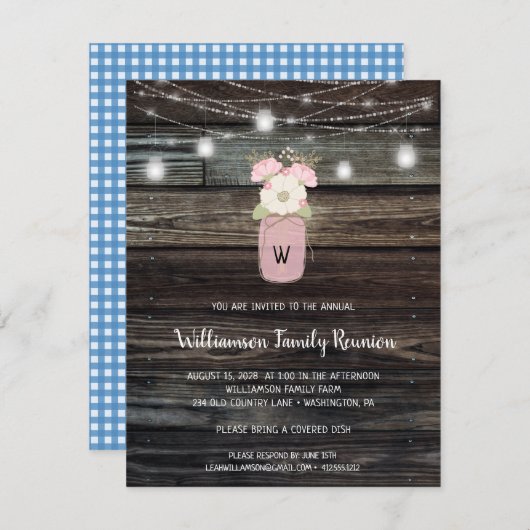 ファミリー素朴懇親会メイスンジャイルライツボホフローラ 招待状 (正面/裏面)