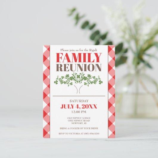 ファミリー素朴懇親会招待状ジンガムピクニック 招待状 (スタンド正面)