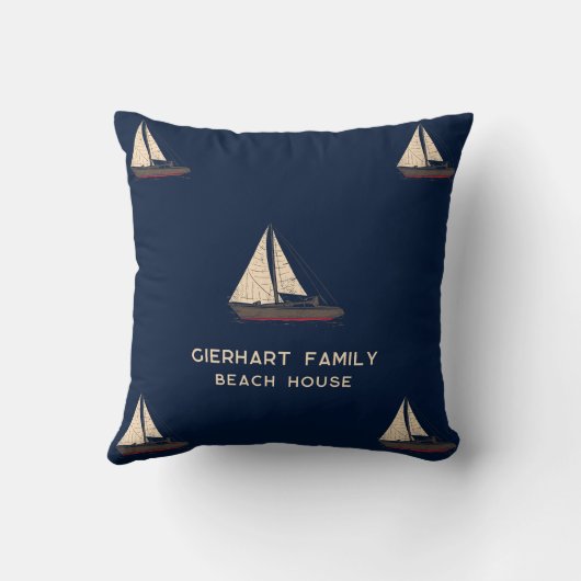 ファミリー航海のセーリングボートビーチハウスカスタム クッション (裏面)