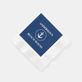 ファミリー航海のネームビーチハウスネイビーブルーC 縁ありカクテルナプキン (角)