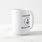 ファミリー航海のネームビーチハウスブルーいかりラージ コーヒーマグカップ (正面右)