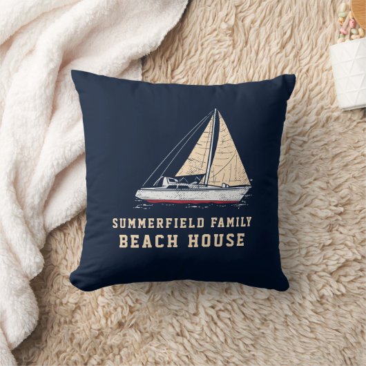 ファミリー航海のバケーションビーチハウスカスタム クッション (ブランケット)