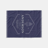 ファミリー航海のビーチボートレイクハウスブルー フリースブランケット (正面(横))