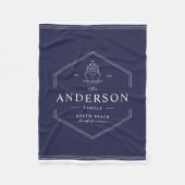 ファミリー航海のビーチボートレイクハウスブルー フリースブランケット (正面)