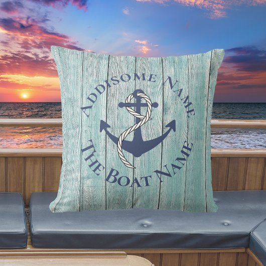 ファミリー航海のボートネームネイビーいかりスローピル アウトドアクッション