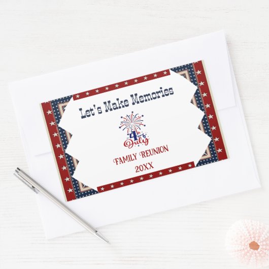 ファミリー誇りを持った懇親会4th 7月スターズフィレクラッカー 長方形シール (封筒)