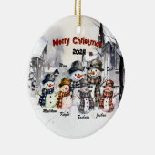 ファミリー雪だるまパーソナライズされたクリスマスオーナメント セラミックオーナメント (右)