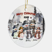 ファミリー雪だるまパーソナライズされたクリスマスオーナメント セラミックオーナメント (左)