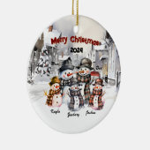 ファミリー雪だるまパーソナライズされたクリスマスオーナメント セラミックオーナメント (右)