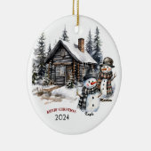 ファミリー雪だるまパーソナライズされたクリスマスオーナメント セラミックオーナメント (右)