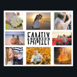 ファミリー8 フォト コラージュ テンプレート+名前追加 V1 ポスター<br><div class="desc">このパーソナライズされた8枚の写真の壁ポスターは、モノクロでシンプルにエレガントです。 家族の名前を中央に、8枚の写真を簡単に追加できます。 テンプレートフィールドに付属の説明に従うだけです。 4枚の四角い写真と4枚の横向き/風景写真を追加します。</div>