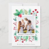 ファミリー1フォトハンド絵を描ウォーターカラー花模様 シーズンカード (正面)