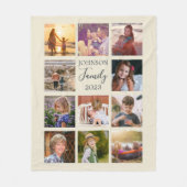 ファミリー11フォトコラージオフホワイトフリースブランケット フリースブランケット (正面)