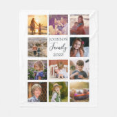 ファミリー11フォトコラージブラックフリースブランケット フリースブランケット (正面)