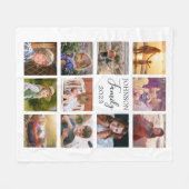 ファミリー11フォトコラージブラックフリースブランケット フリースブランケット (正面(横))