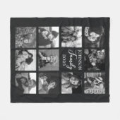 ファミリー11フォトコラージブラックフリースブランケット フリースブランケット (正面(横))