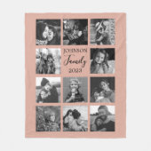 ファミリー11フォトコラージュダスティピンクフリースブランケット フリースブランケット (正面)