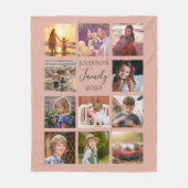 ファミリー11フォトコラージュダスティピンクフリースブランケット フリースブランケット (正面)