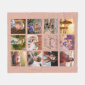 ファミリー11フォトコラージュダスティピンクフリースブランケット フリースブランケット (正面(横))