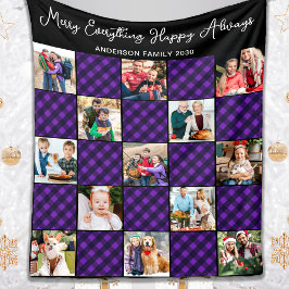 ファミリー13フォトコラージョパーソナライズされたンホリデープレイド フリースブランケット