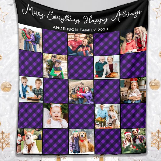 ファミリー13フォトコラージョパーソナライズされたンホリデープレイド フリースブランケット