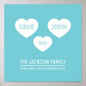 ファミリー3ハートパーソナライズされたタイムラインアートポスター ポスター (正面)