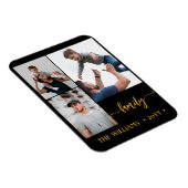 ファミリー3 photo collageブラック金ゴールドスクリプトマグネット マグネット (右側)