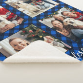 ファミリー4写真パーソナライズされたプレイドクリスマス シェルパブランケット (3/4)