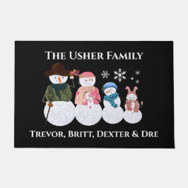 ファミリー4雪だるまパーソナライズされたドアマット ドアマット