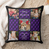 ファミリー5フォトコラージョパーソナライズされたンホリデープレイド クッション (ブランケット)