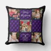 ファミリー5フォトコラージョパーソナライズされたンホリデープレイド クッション (正面)