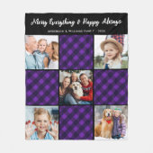 ファミリー5写真パーソナライズされたホリデイプレイドキルト フリースブランケット (正面)