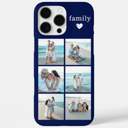 ファミリー6枚写真ネイビーブルー Case-Mate iPhoneケース (裏面)