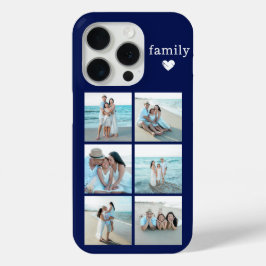 ファミリー6枚写真ネイビーブルー iPhone 15 PROケース
