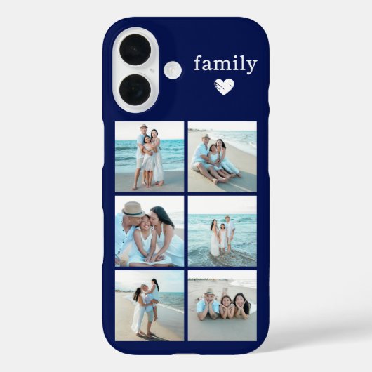 ファミリー6枚写真ネイビーブルー Case-Mate iPhoneケース (裏面)