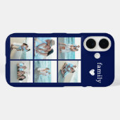 ファミリー6枚写真ネイビーブルー Case-Mate iPhoneケース (裏面 (横))