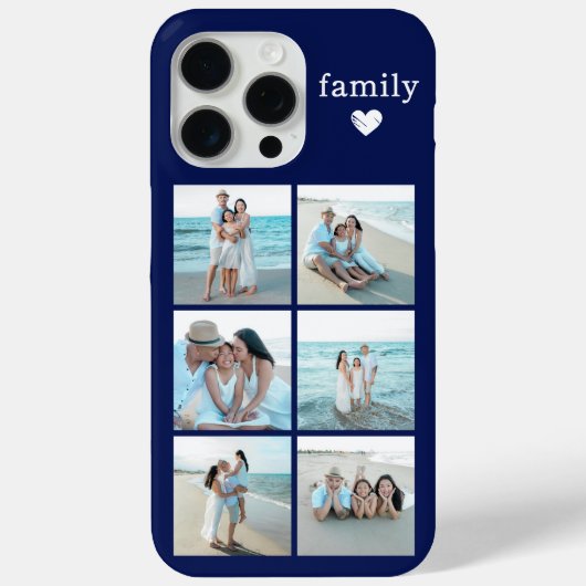 ファミリー6枚写真ネイビーブルー Case-Mate iPhoneケース (裏面)