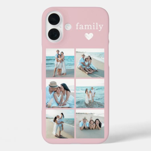 ファミリー6枚写真 ブラッシュピンク Case-Mate iPhoneケース (裏面)