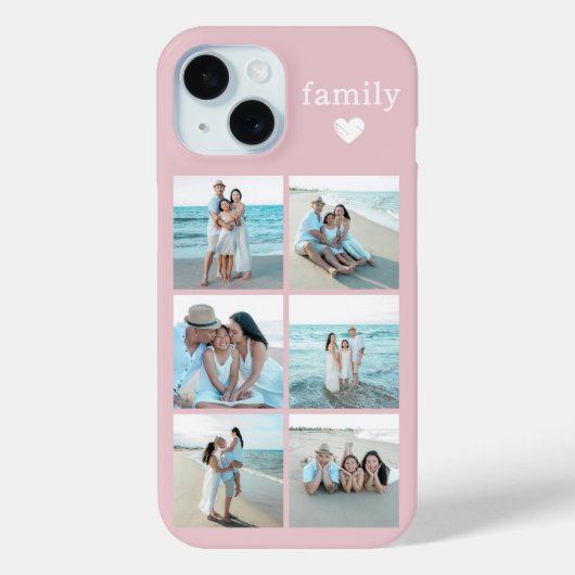 ファミリー6枚写真 ブラッシュピンク Case-Mate iPhoneケース (裏面)