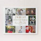 ファミリー8フォトコラージュことわざトレンディースクリプト ジグソーパズル (横)