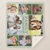 ファミリー8フォトコラージュセージグリーン シェルパブランケット (正面)