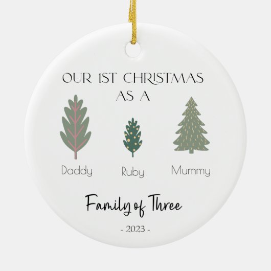 ファミリー・オブ・スリーズ初めてのクリスマスオーナメント セラミックオーナメント (裏面)